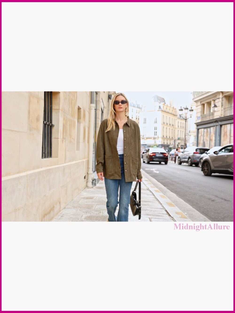 Faux Suede Jacket Women Long Sleeve Button Down Relaxed Fit Lightweight - Picture 7 of 7